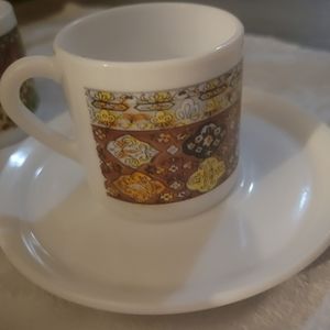 13 rare vintage Arcopal France espresso cups & 1 white saucer